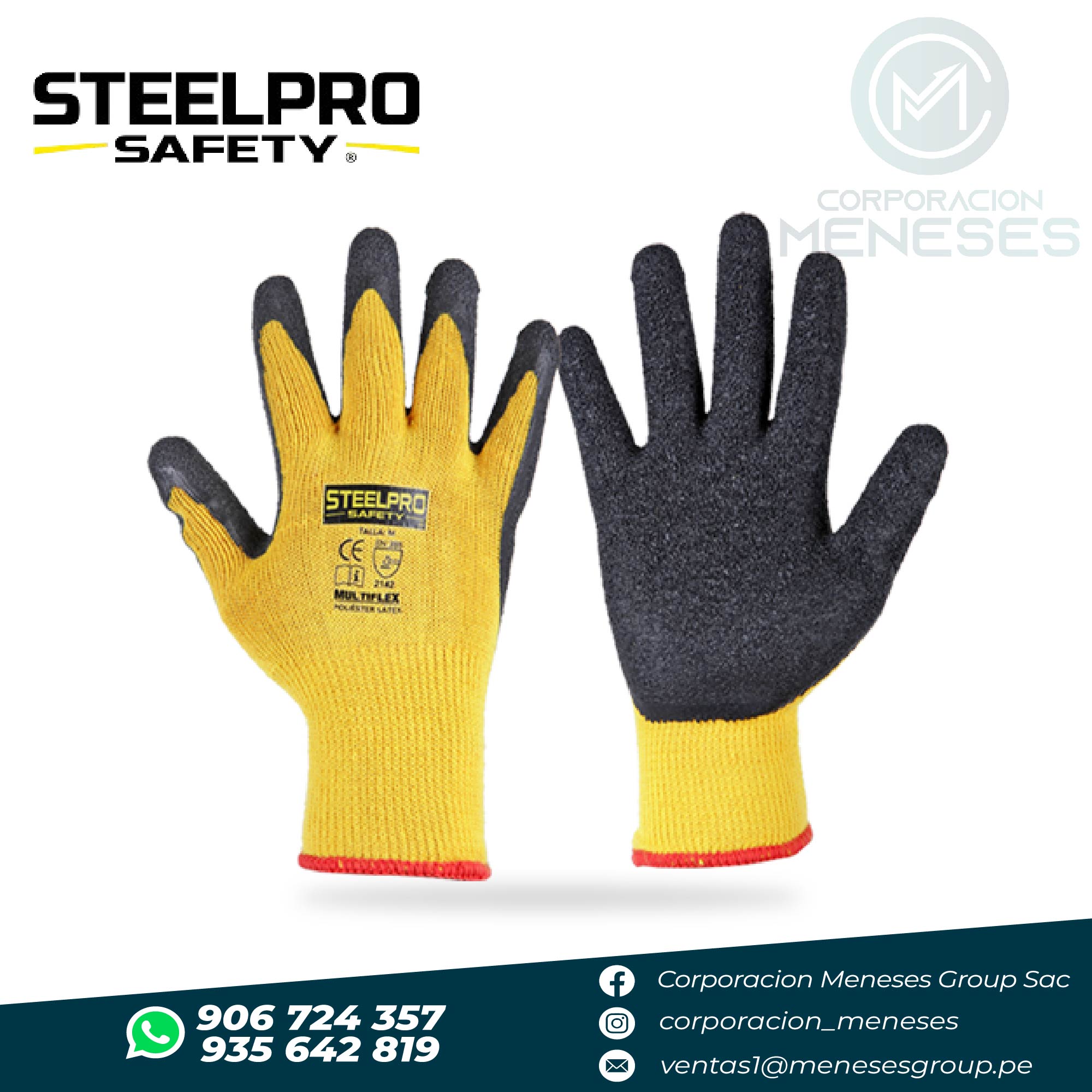 Guante Multiflex Látex Amarillo Rugoso | STEELPRO