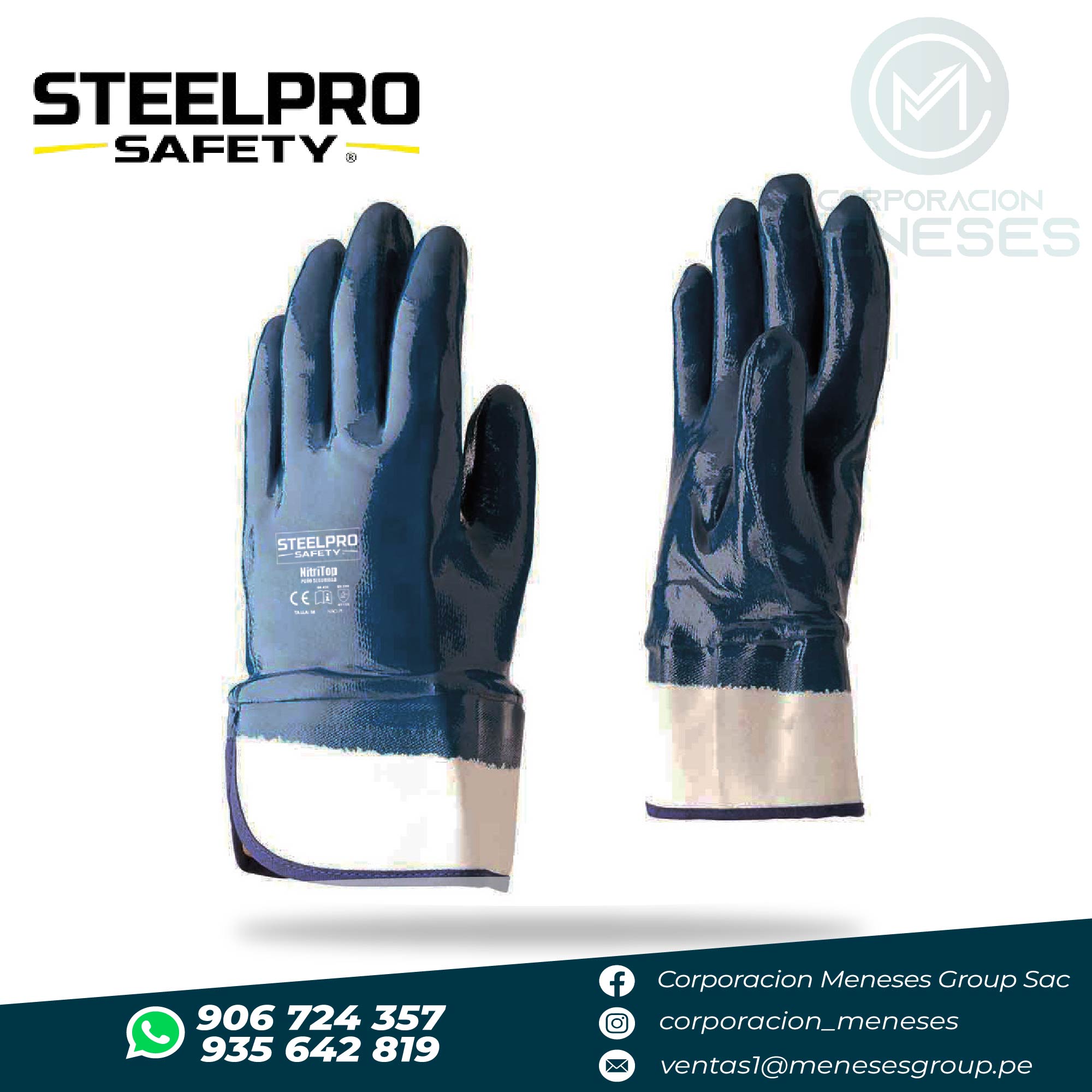 Guante de Nitrilo Liso NITRITOP Puño Seguridad | Steelpro