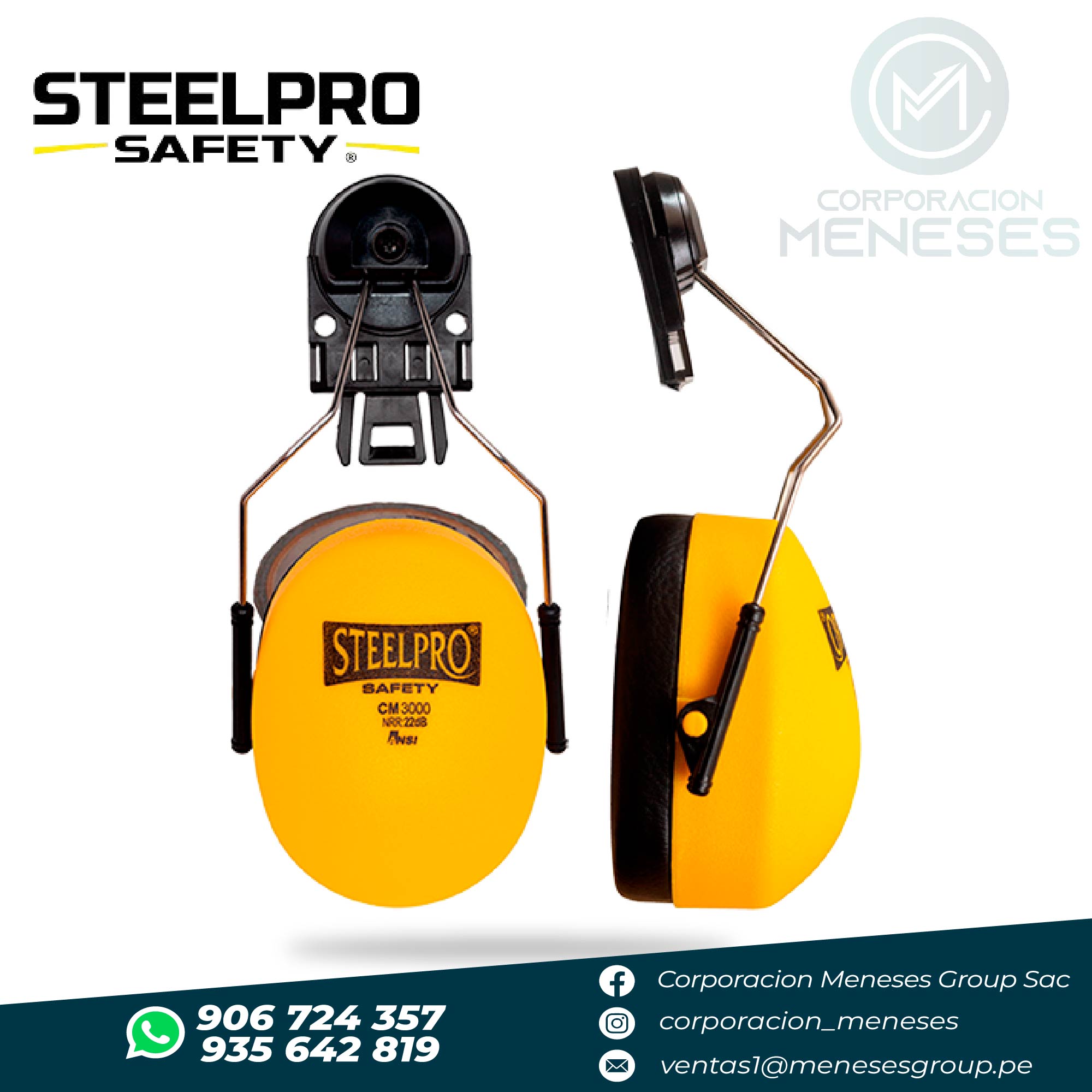 Orejera de Seguridad CM 3000 22dB Adaptable a Casco | Steelpro