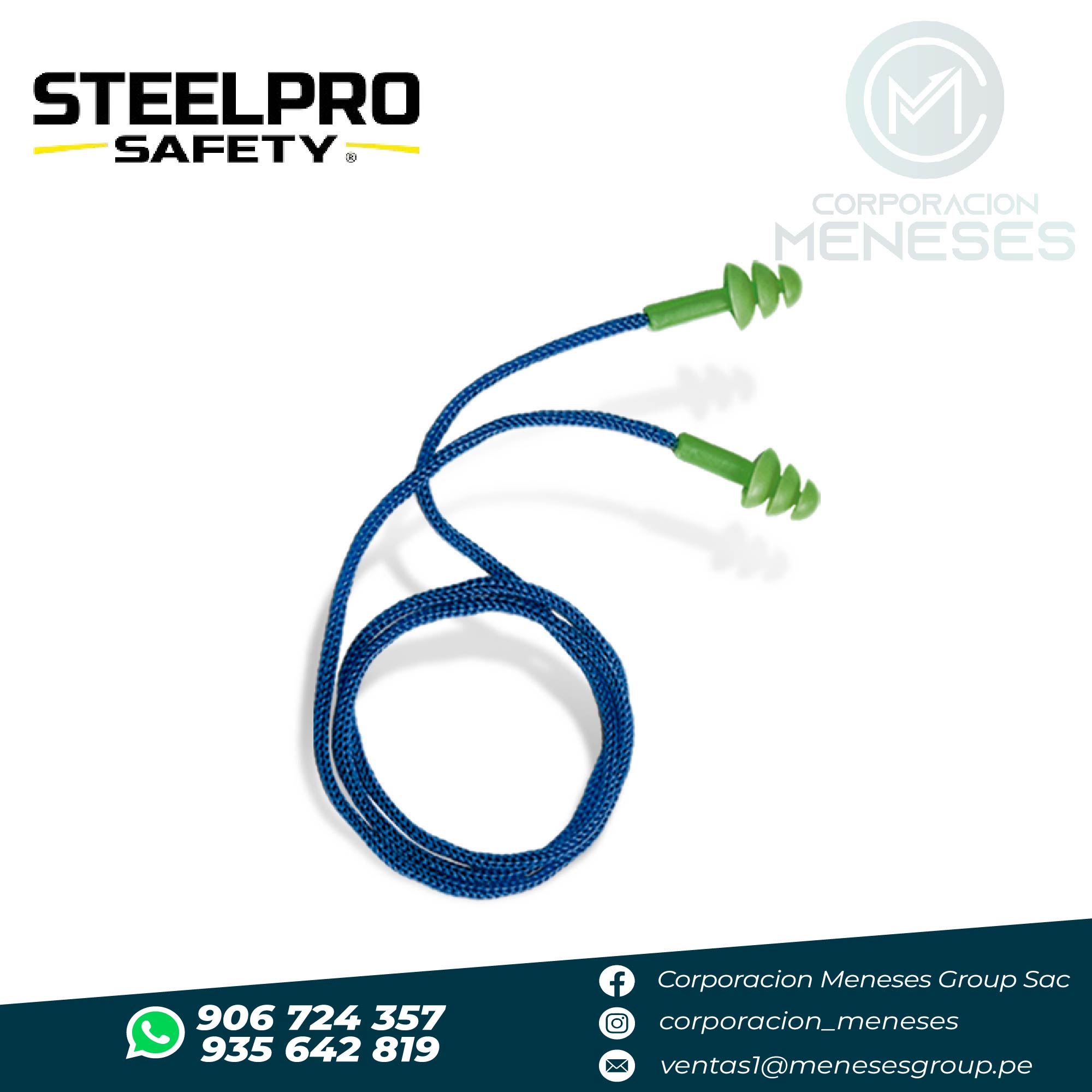 Tapón Auditivo Reutilizable EP-T06C 26dB con Cordón (Bolsa) | Steelpro